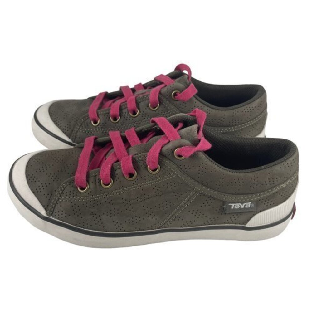 TEVA Women's Freewheel Suede Sneakers in Gray and Pink Size 6
